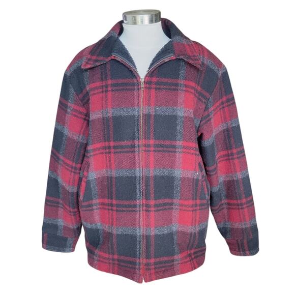 Woolrich Sherpa Fleece Lined Wool Blend Plaid Vintage Jacket Men’s Medium - Picture 4 of 6